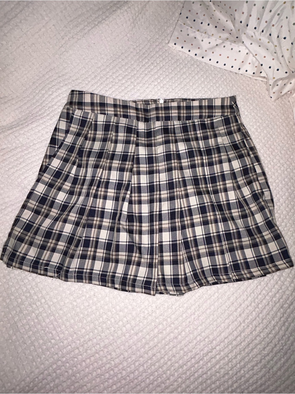 Lovely Day Navy and Cream Plaid Skater Skirt